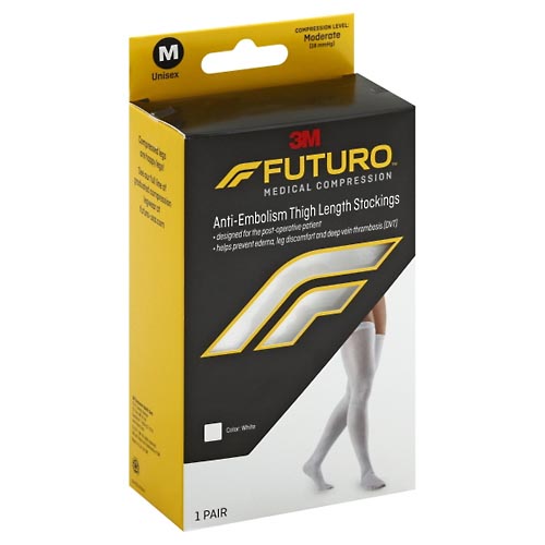 Image for Futuro Stockings, Anti-Embolism, White, Thigh Length, M, Unisex,1pr from FOX DRUG STORE - Selma