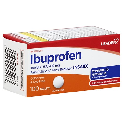 Image for Leader Ibuprofen, 200 mg, Tablets,100ea from FOX DRUG STORE - Selma