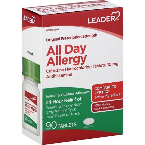 Image for Leader All Day Allergy Relief, 24 Hr,Original, Tablet,90ea from FOX DRUG STORE - Selma