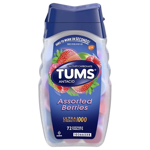 Image for Tums Antacid, Ultra Strength 1000, Assorted Berries, Chewable Tablets,72ea from FOX DRUG STORE - Selma